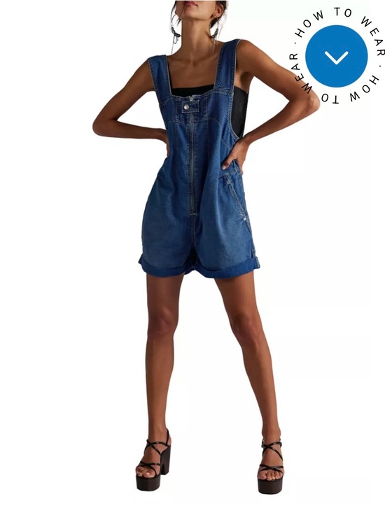 Free People Denim - Free People Blue Denim Short Overalls